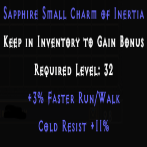 Sapphire Small Charm of Inertia +3% FRW +11% Cold Resist