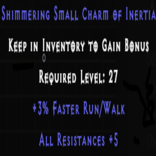 Shimmering Small Charm of Inertia +3% FRW +5 All Resistances