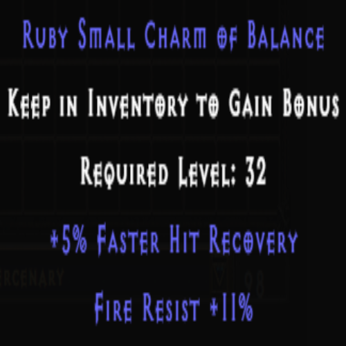 Ruby Small Charm of Balance +5% FHR +11% Fire Resist