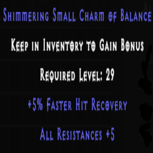 Shimmering Small Charm of Balance +5% FHR +5 All Resistances