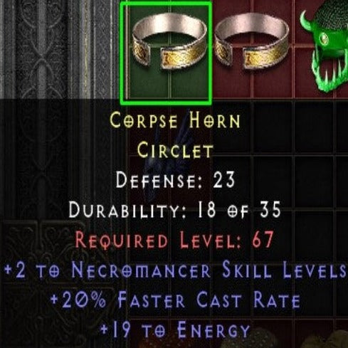 Corpse Horn 2 NECROMANCER SKILLS 20 FCR 19 ENERGY