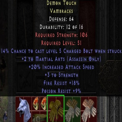 Demon Touch 2 MA SKILLS 20 IAS 3 STR 18 FR 9 PR