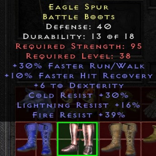 Eagle Spur 30 FRW 10 FHR 6 DEX 30 CR 16 LR 39 FR LVL 38