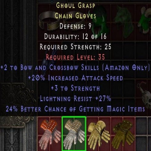 Ghoul Grasp 2 B&C SKILLS 20 IAS 3 STR 27 LR 24 MF LVL 35