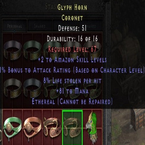 Glyph Horn 2 AS 1 BONUS TO AR (BOCL) 8 LS 81 MANA ETHEREAL