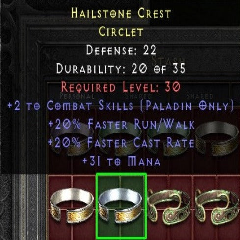 Hailstone Crest 2 CS 20 FRW 20 FCR 31 MANA LVL 30