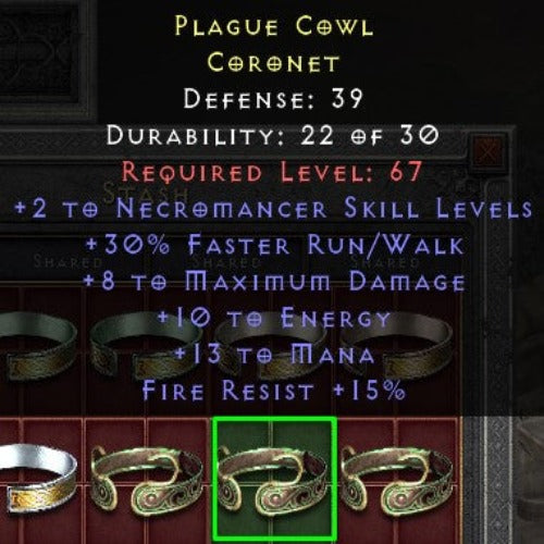 Plague Cowl 2 NS 30 FRW 8 MDMG 10 ENERGY  13 MANA 15 FR