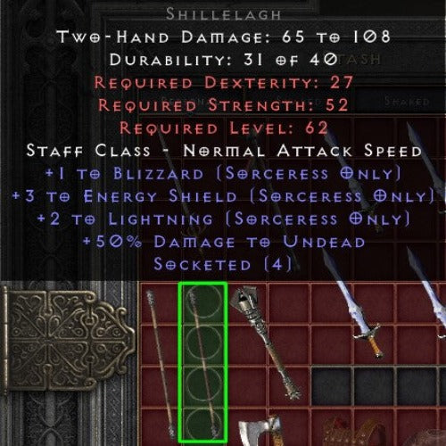 Shillelagh 4os +3 Energy Shield +2 Lightning +1 Blizzard