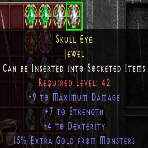 Skull Eye 9 MAX DMG 7 STR 4 DEX 15 EG