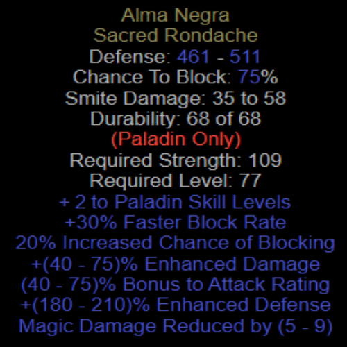 Alma Negra +2 Paladin Skills