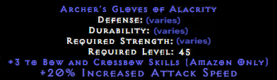 Archer's Gloves of Alacrity 3 Bow 20 Ias