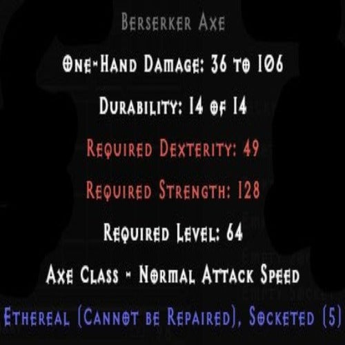 Berserker Axe Ethereal 5 Sockets