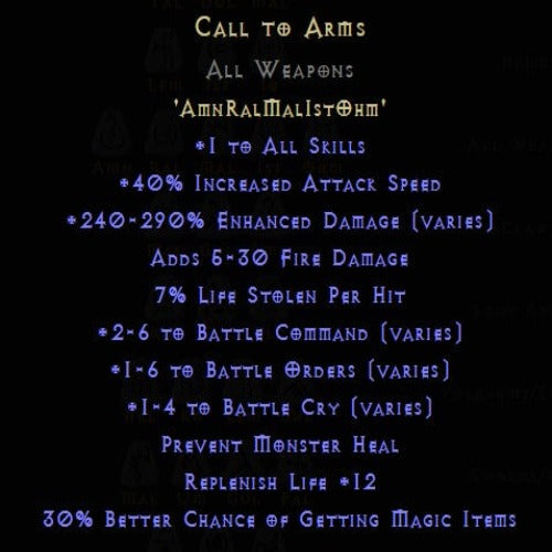 Buy D2R Call to Arms Rune Pack | Diablo 2 Resurrected (D2R) Item Shop ...