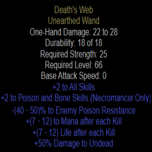 Buy D2R Death’s Web +2 PnB | Diablo 2 Resurrected (D2R) Item Shop