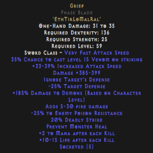 Grief Phase Blade 33-39 IAS 385-399 DMG Description