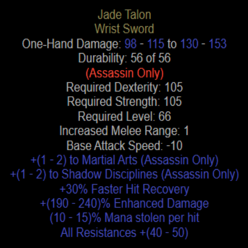 Jade Talon +1-2 MA +1-2 SD