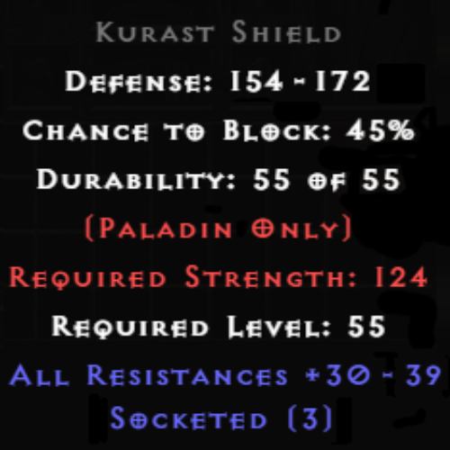 Kurast Shield 3 Sockets 30-39 All Res