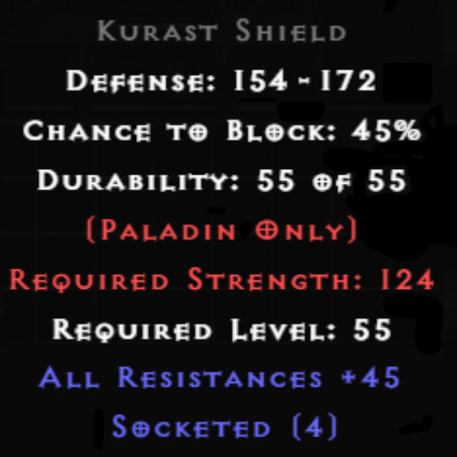 Kurast Shield 4 Sockets 45 All Res