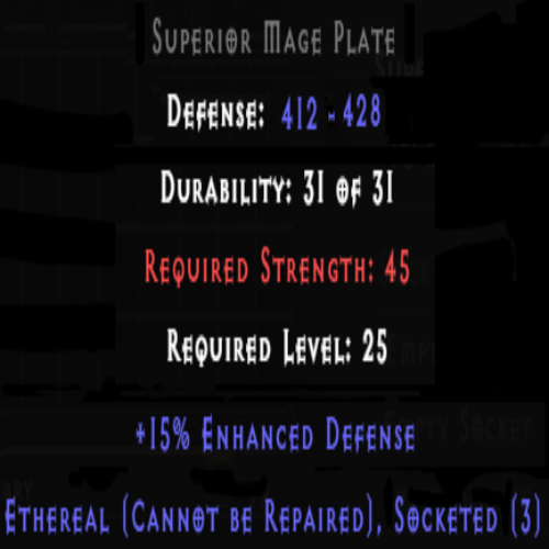 Mage Plate Ethereal 15% ED 3 Sockets