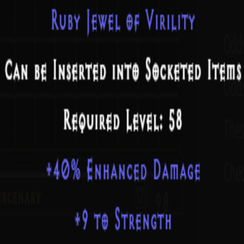 Ruby Jewel of Virility 40% ED +9 Strength