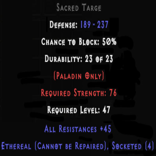 Sacred Targe Ethereal 4 Sockets 45 All Res