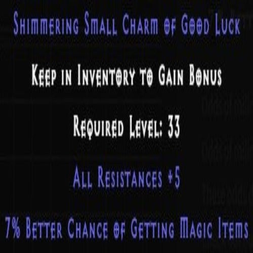 Shimmering Small Charm of Good Luck +7% MF +5 All Resistances
