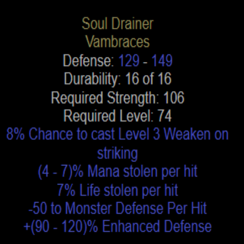 Soul Drainer 7% Life Stolen