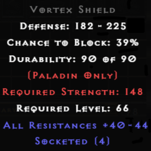 Buy D2R Vortex Shield 3 Sockets 40-44 All Res | Diablo 2 Resurrected ...