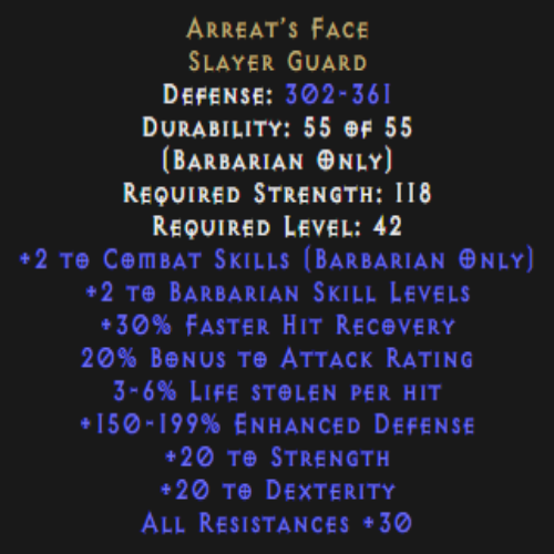 Arreat’s Face Description