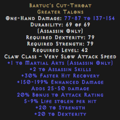 Bartuc’s Cut-Throat 150-199% ED Description