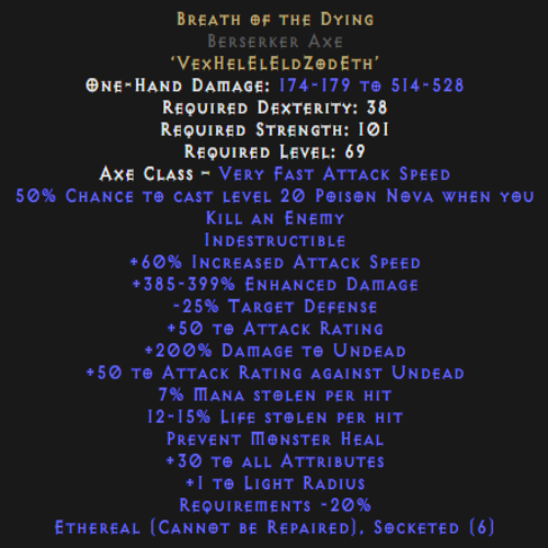 Breath of the Dying Berserker Axe Ethereal 385-399% Description