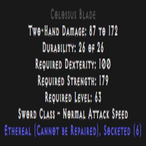 Colossus Blade Ethereal 6 Sockets Description