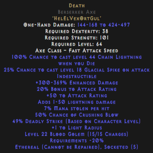 Death Berserker Axe Ethereal 300-369% Description