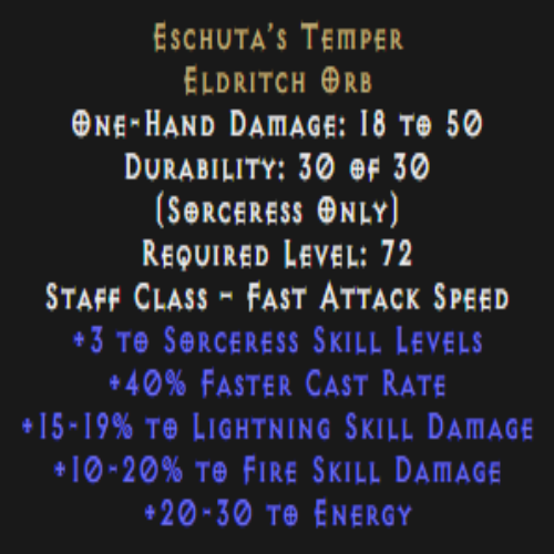 Eschuta’s Temper 3 Skill 15-19% Light Dmg Description