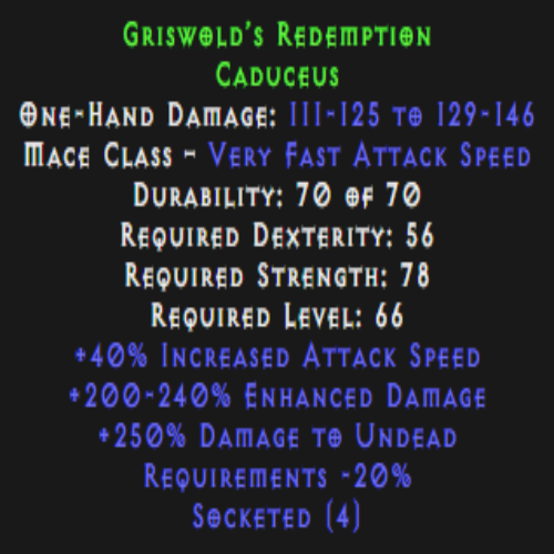 Griswold’s Redemption (Weapon) – 4 Sockets Description