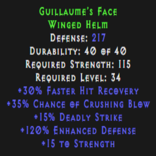 Guillaume's Face (Helmet) Description