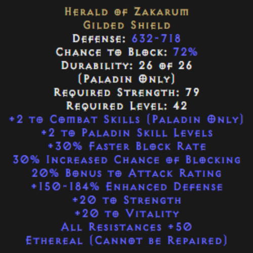 Herald Of Zakarum  Ethereal 150-184% ED Description
