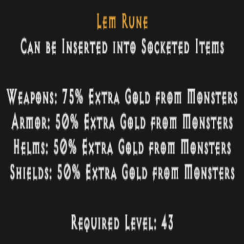 Buy D2R Lem Rune Diablo 2 Resurrected D2R Item Shop D2RGEAR   Lem Rune Description 