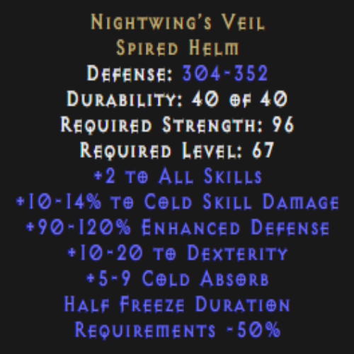 Nightwing’s Veil 10-14% Cold Dmg Description