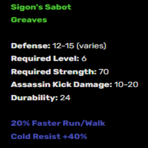 Sigon's Sabot (Boots) Description