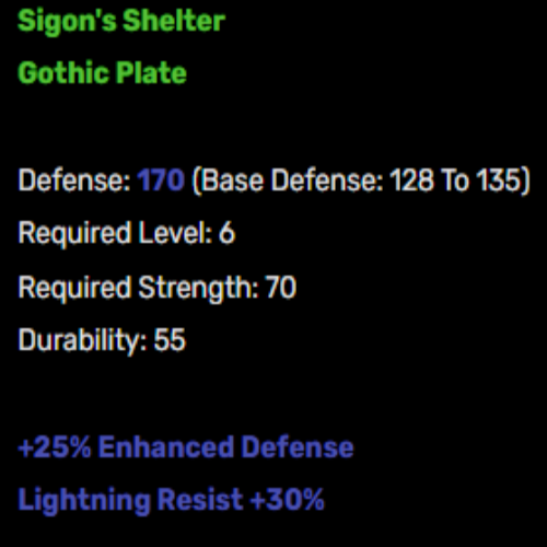 Sigon's Shelter (Armor) Description