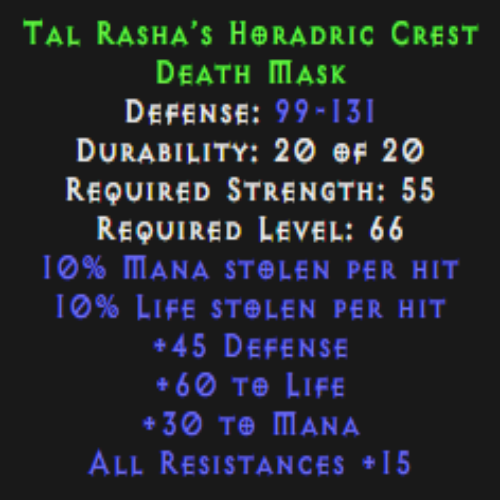 Tal Rasha’s Horadric Crest Description