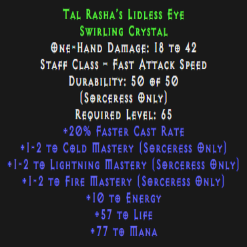 Tal Rasha’s Lidless Eye (Weapon) Description