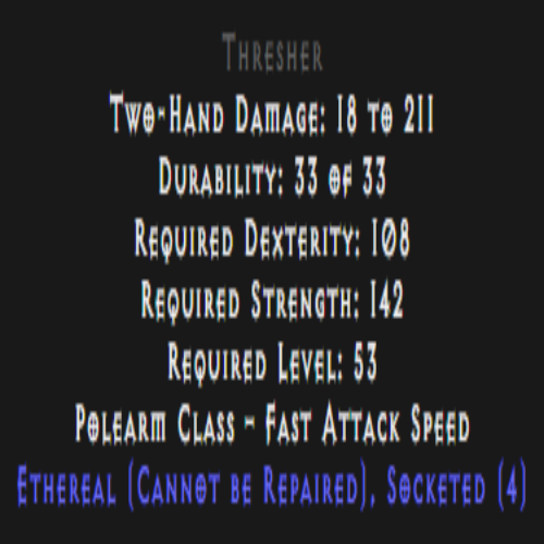 Buy D2R Thresher Ethereal 4 Sockets | Diablo 2 Resurrected (D2R) Item ...