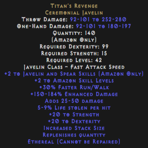 Titan’s Revenge Ethereal 150-184% ED Description