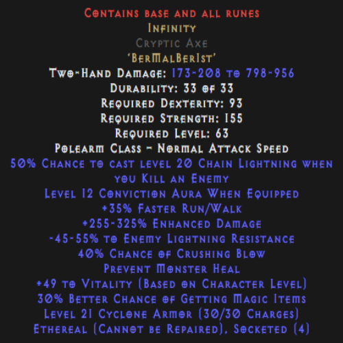 Unmade Infinity Cryptic Axe Ethereal Description