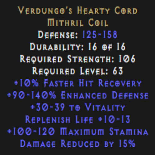 Verdungo’s Hearty Cord 15% DR Description